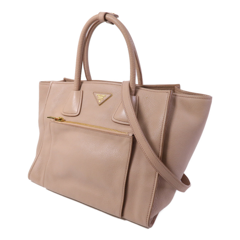 PRADA 牛皮皮革2 Way Shoulder金扣手挽肩背兩用袋-2