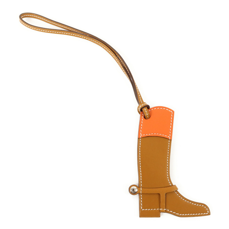 HERMES Swift皮革Paddock Boots Charm掛飾Naturel-0