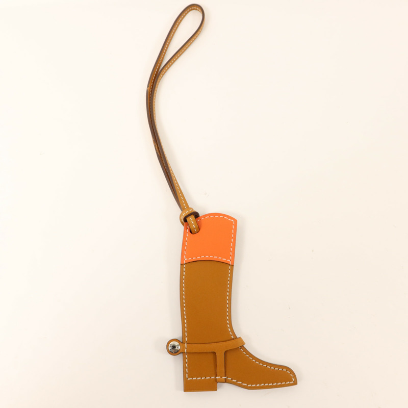 HERMES Swift皮革Paddock Boots Charm掛飾Naturel-6