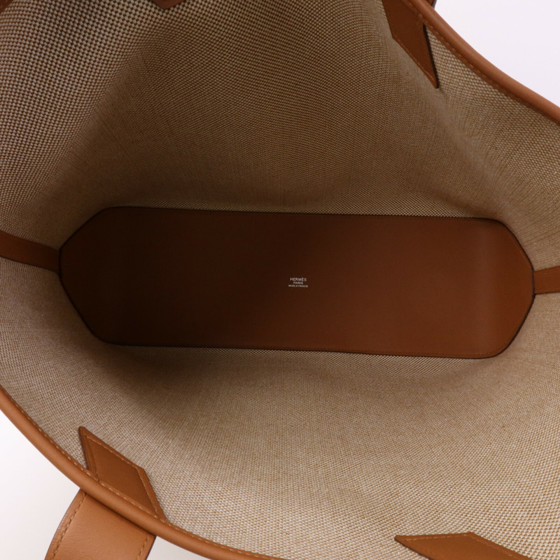 HERMES Toile H/Swift皮革Cabas H En Biais 40手挽袋-4