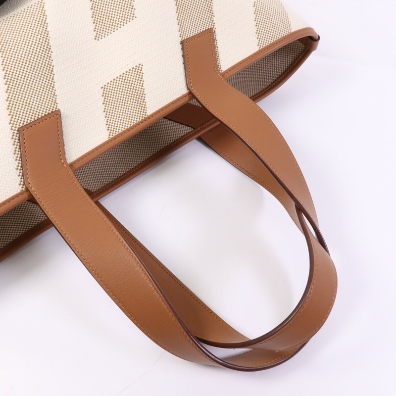HERMES Toile H/Swift皮革Cabas H En Biais 40手挽袋-7