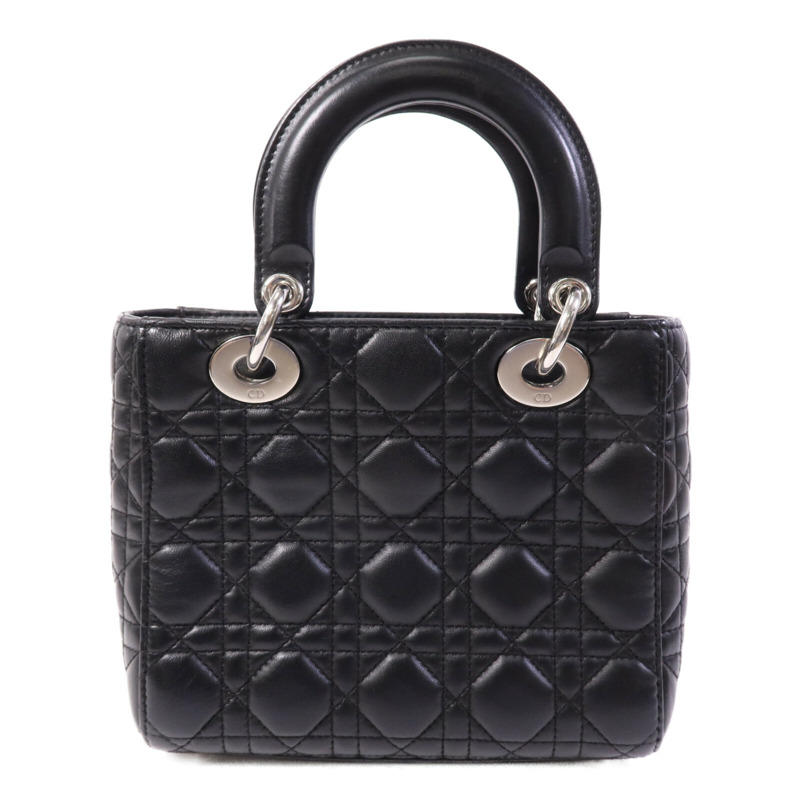 Dior 羊皮皮革Lady Dior Small銀扣手挽袋-1