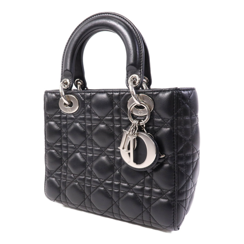 Dior 羊皮皮革Lady Dior Small銀扣手挽袋-2
