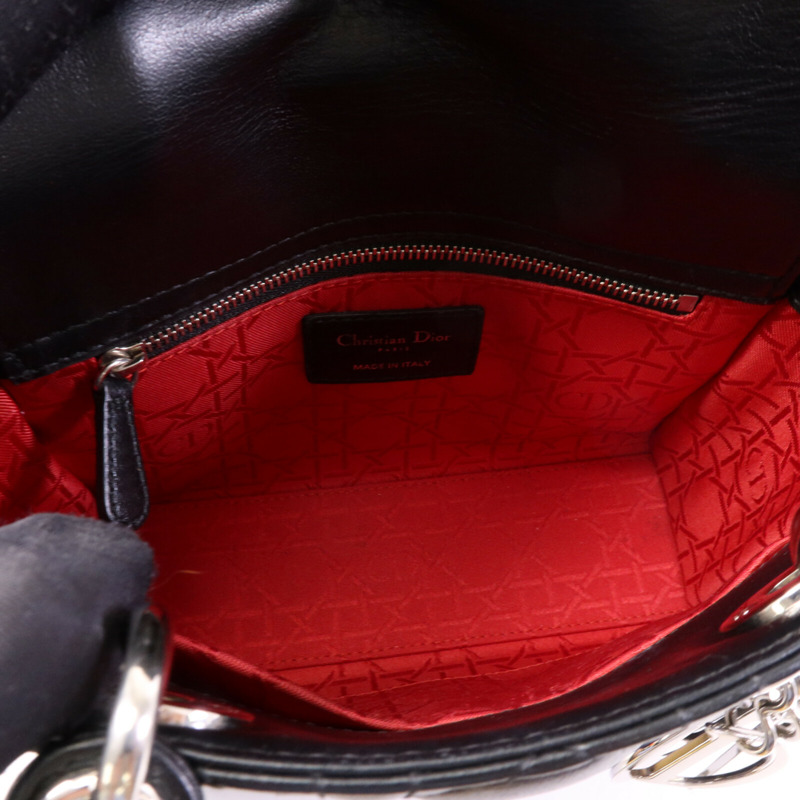 Dior 羊皮皮革Lady Dior Small銀扣手挽袋-4