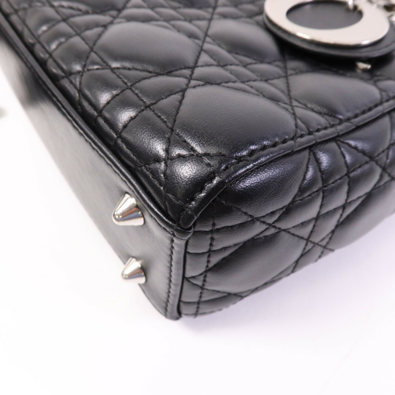 Dior 羊皮皮革Lady Dior Small銀扣手挽袋-9