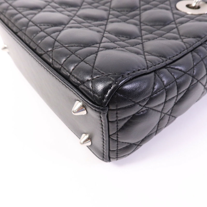 Dior 羊皮皮革Lady Dior Small銀扣手挽袋-11