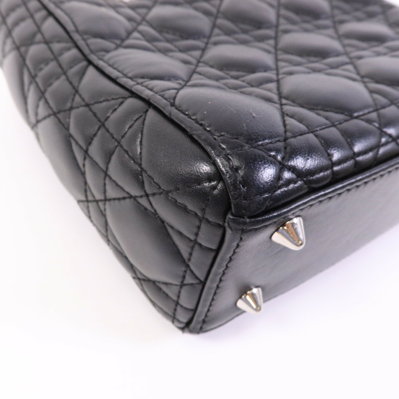 Dior 羊皮皮革Lady Dior Small銀扣手挽袋-12