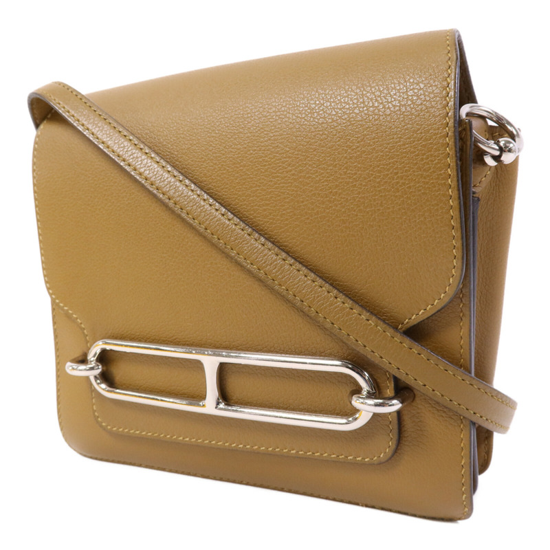 HERMES Evercolor皮革Roulis Mini銀扣肩背袋Alezan-2