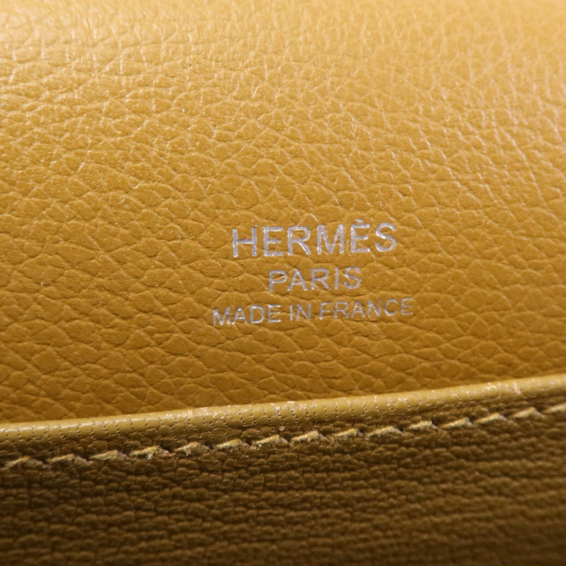 HERMES Evercolor皮革Roulis Mini銀扣肩背袋Alezan-5