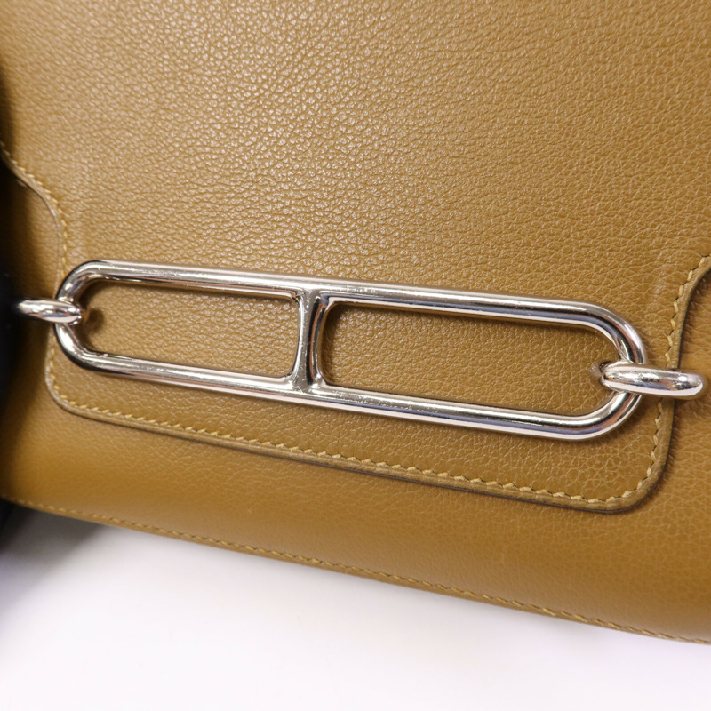 HERMES Evercolor皮革Roulis Mini銀扣肩背袋Alezan-6