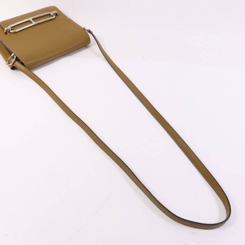 HERMES Evercolor皮革Roulis Mini銀扣肩背袋Alezan-8