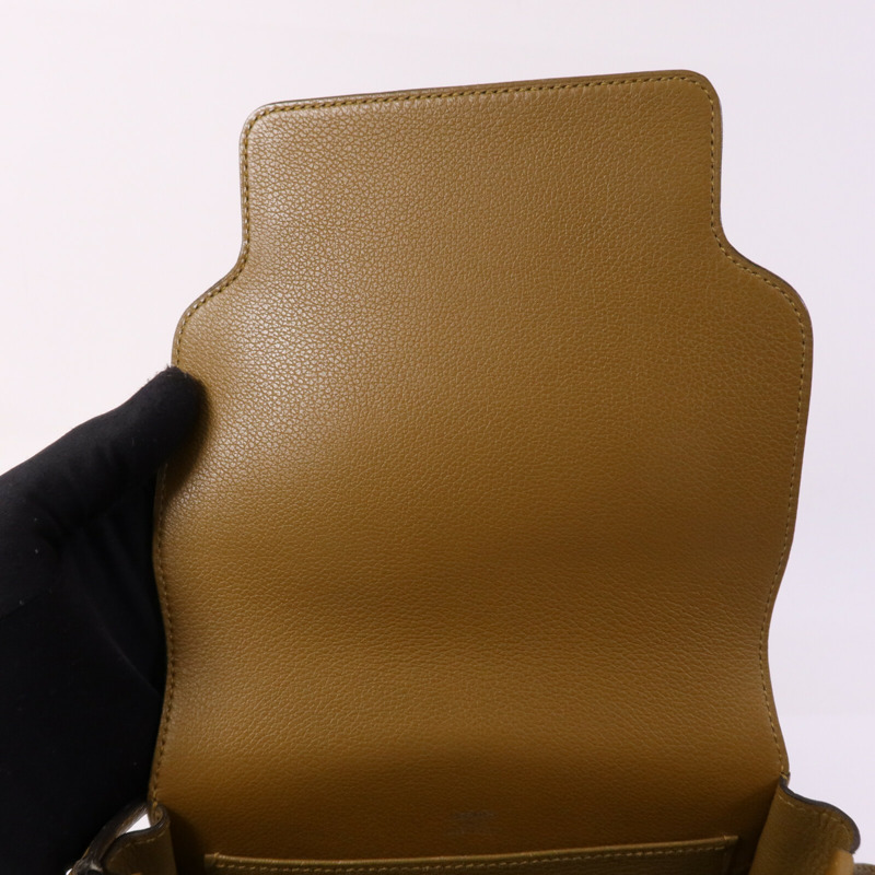 HERMES Evercolor皮革Roulis Mini銀扣肩背袋Alezan-14