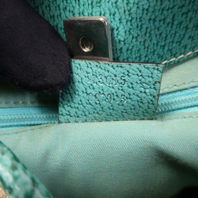 GUCCI 帆布Shoulder Bag銀扣手挽袋-6