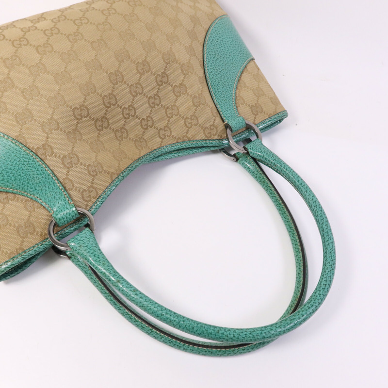 GUCCI 帆布Shoulder Bag銀扣手挽袋-7