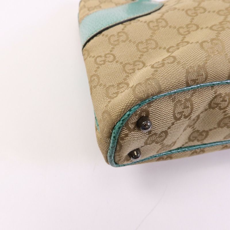 GUCCI 帆布Shoulder Bag銀扣手挽袋-10