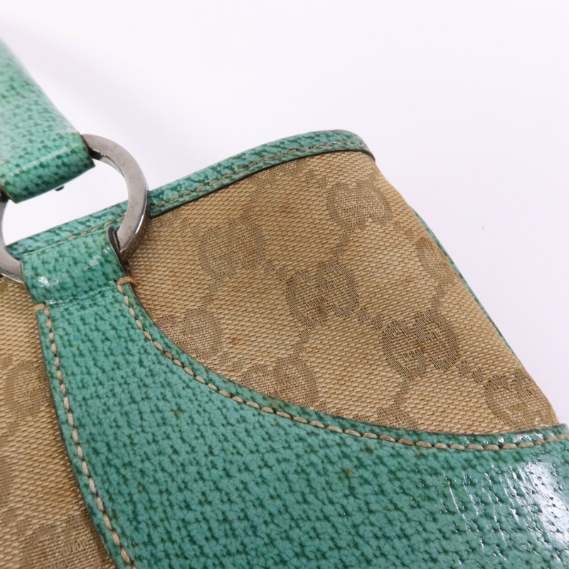 GUCCI 帆布Shoulder Bag銀扣手挽袋-15