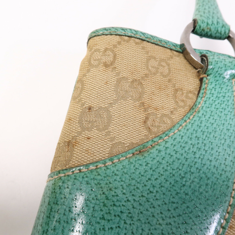 GUCCI 帆布Shoulder Bag銀扣手挽袋-17