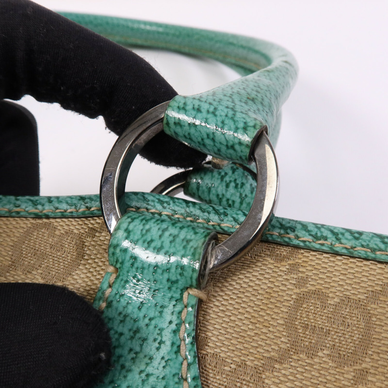 GUCCI 帆布Shoulder Bag銀扣手挽袋-18