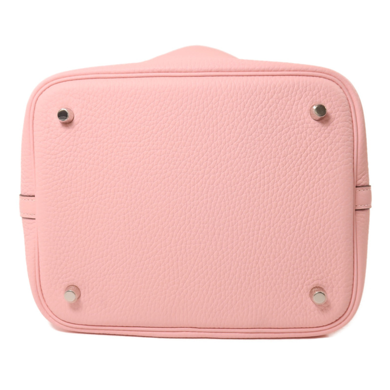 HERMES Clemence皮革Picotin MM銀扣手挽袋Rose Sakura-3