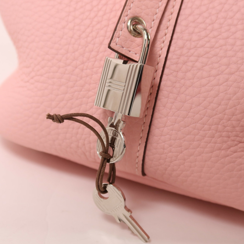 HERMES Clemence皮革Picotin MM銀扣手挽袋Rose Sakura-9