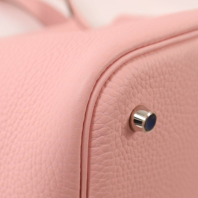 HERMES Clemence皮革Picotin MM銀扣手挽袋Rose Sakura-10