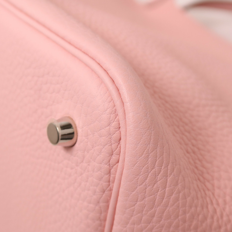 HERMES Clemence皮革Picotin MM銀扣手挽袋Rose Sakura-11
