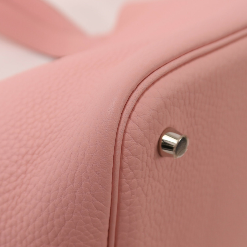 HERMES Clemence皮革Picotin MM銀扣手挽袋Rose Sakura-12