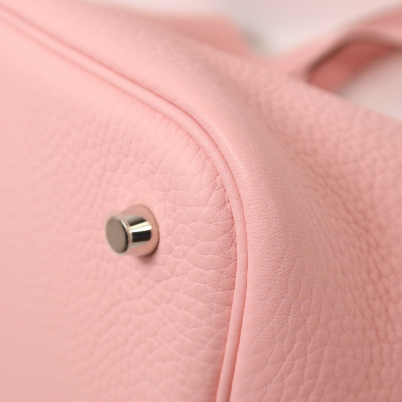 HERMES Clemence皮革Picotin MM銀扣手挽袋Rose Sakura-13