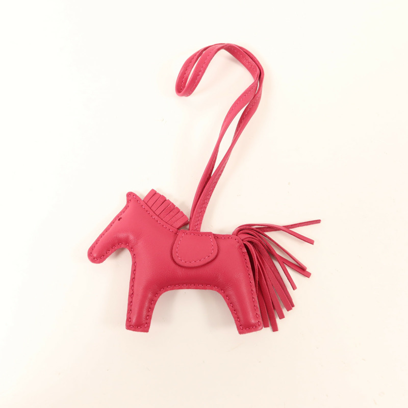 HERMES Milo皮革Rodeo PM掛飾Framboise-8