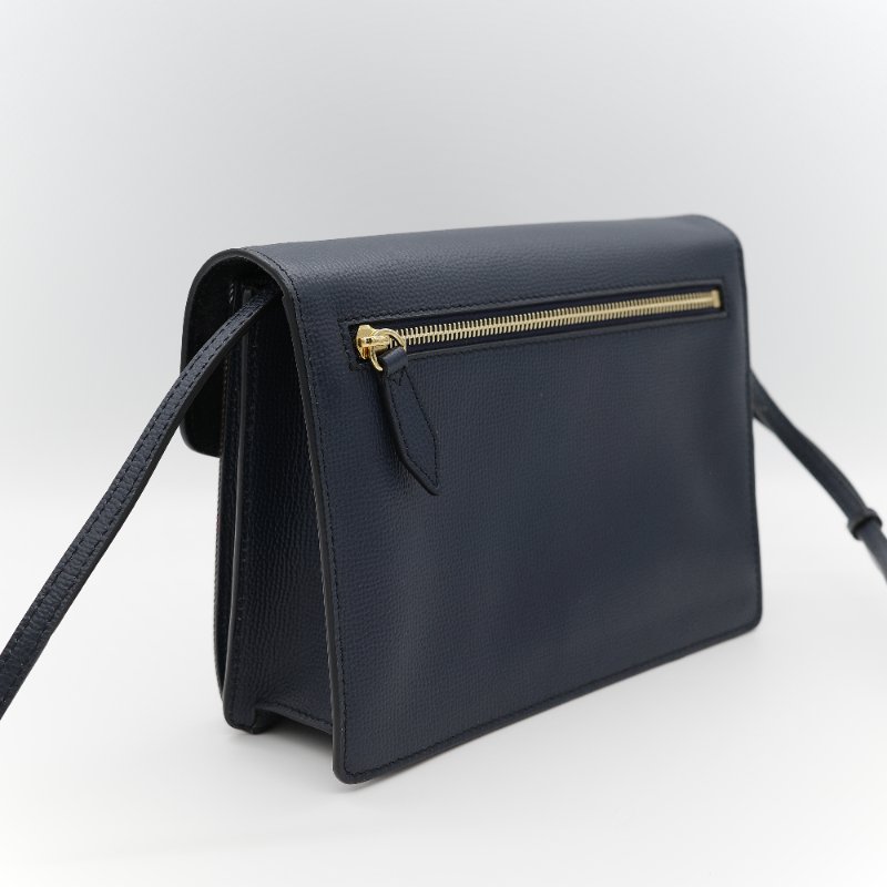 (🈶️購買憑證)Burberry 博柏利 英倫格紋 藍色牛皮 斜挎包 郵差包-5