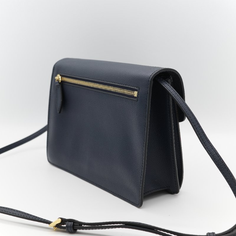 (🈶️購買憑證)Burberry 博柏利 英倫格紋 藍色牛皮 斜挎包 郵差包-6