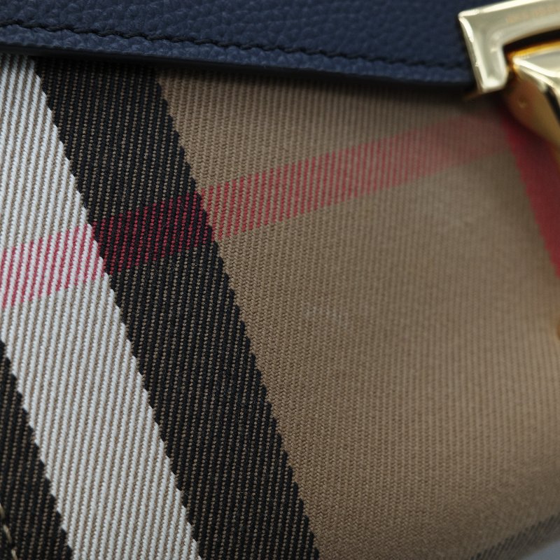 (🈶️購買憑證)Burberry 博柏利 英倫格紋 藍色牛皮 斜挎包 郵差包-9