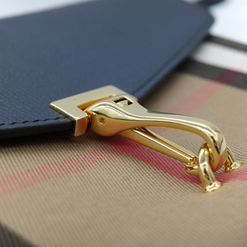 (🈶️購買憑證)Burberry 博柏利 英倫格紋 藍色牛皮 斜挎包 郵差包-13