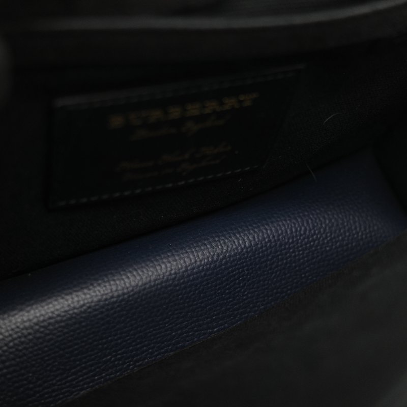 (🈶️購買憑證)Burberry 博柏利 英倫格紋 藍色牛皮 斜挎包 郵差包-25