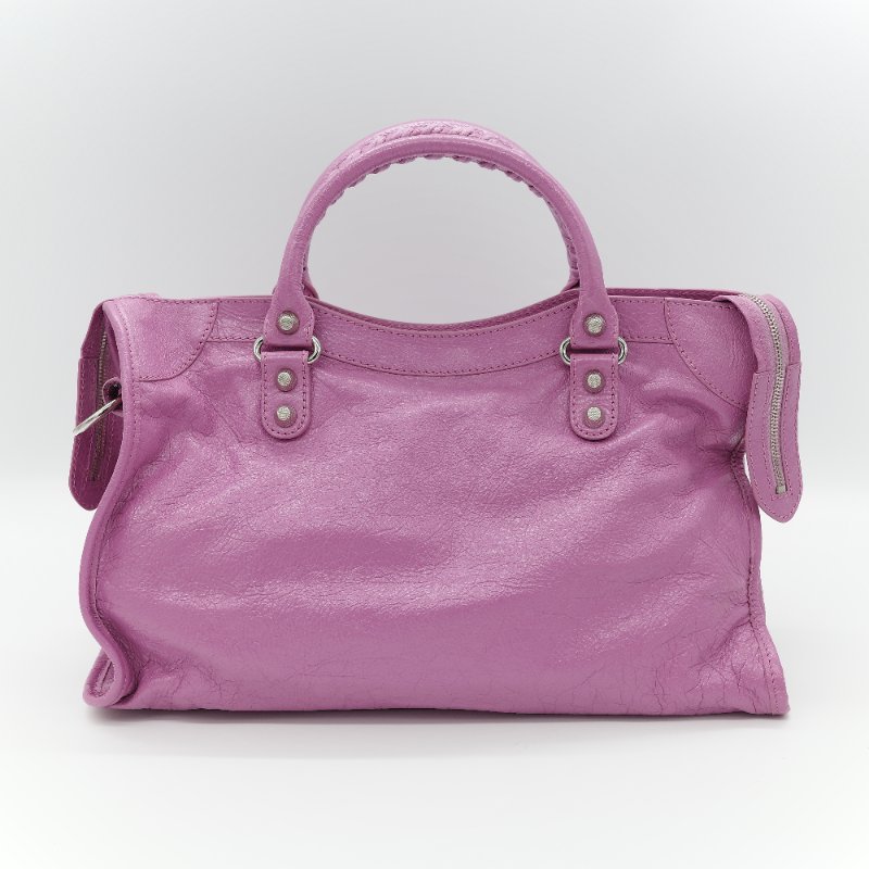 Balenciaga 巴黎世家 Classic Bag 經典機車包 粉紫色 皮革 銀扣 手提包 斜挎包-7