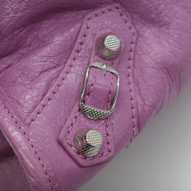 Balenciaga 巴黎世家 Classic Bag 經典機車包 粉紫色 皮革 銀扣 手提包 斜挎包-9