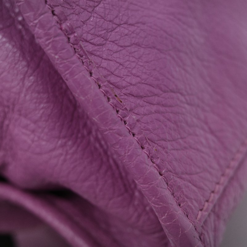 Balenciaga 巴黎世家 Classic Bag 經典機車包 粉紫色 皮革 銀扣 手提包 斜挎包-11