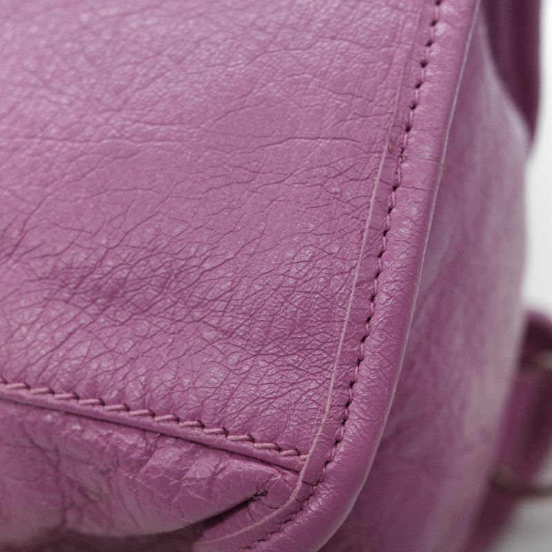 Balenciaga 巴黎世家 Classic Bag 經典機車包 粉紫色 皮革 銀扣 手提包 斜挎包-13