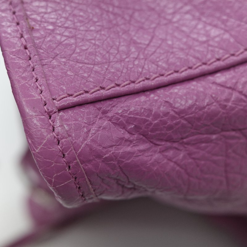 Balenciaga 巴黎世家 Classic Bag 經典機車包 粉紫色 皮革 銀扣 手提包 斜挎包-14