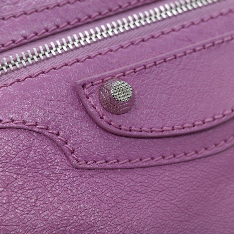 Balenciaga 巴黎世家 Classic Bag 經典機車包 粉紫色 皮革 銀扣 手提包 斜挎包-15