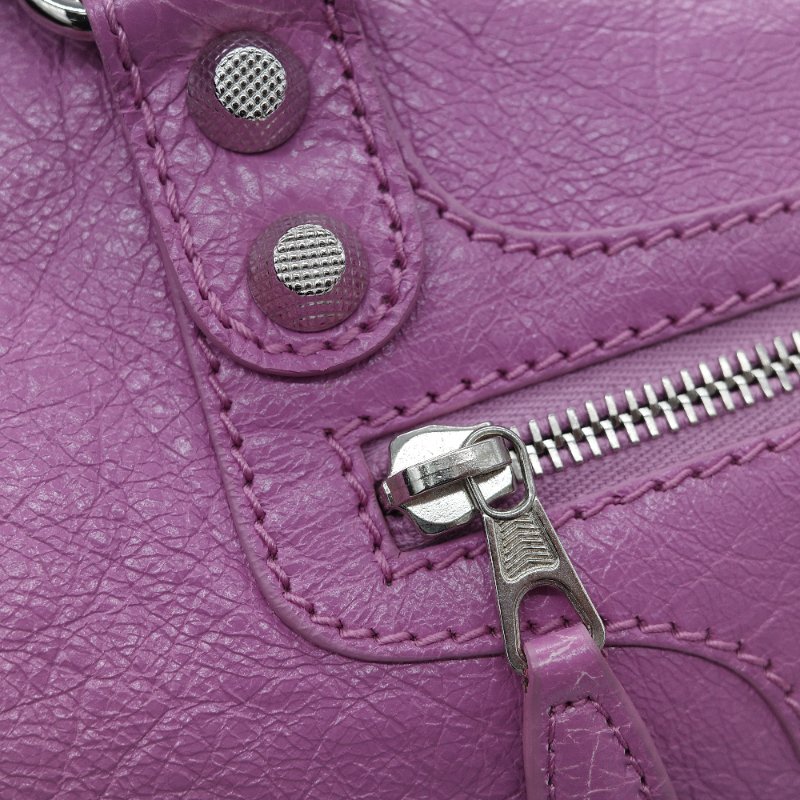 Balenciaga 巴黎世家 Classic Bag 經典機車包 粉紫色 皮革 銀扣 手提包 斜挎包-16