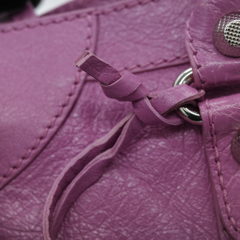 Balenciaga 巴黎世家 Classic Bag 經典機車包 粉紫色 皮革 銀扣 手提包 斜挎包-17