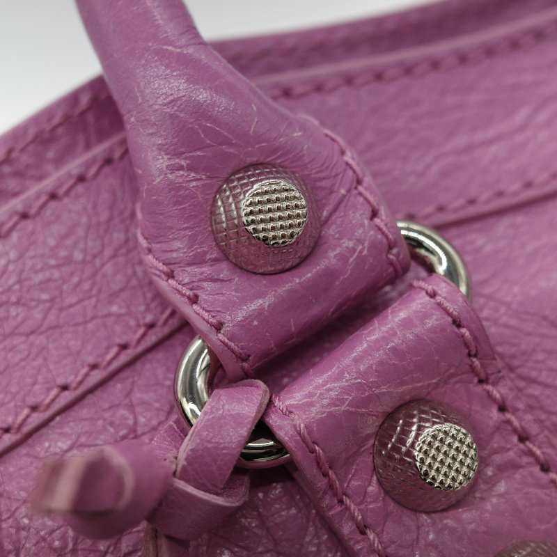 Balenciaga 巴黎世家 Classic Bag 經典機車包 粉紫色 皮革 銀扣 手提包 斜挎包-18