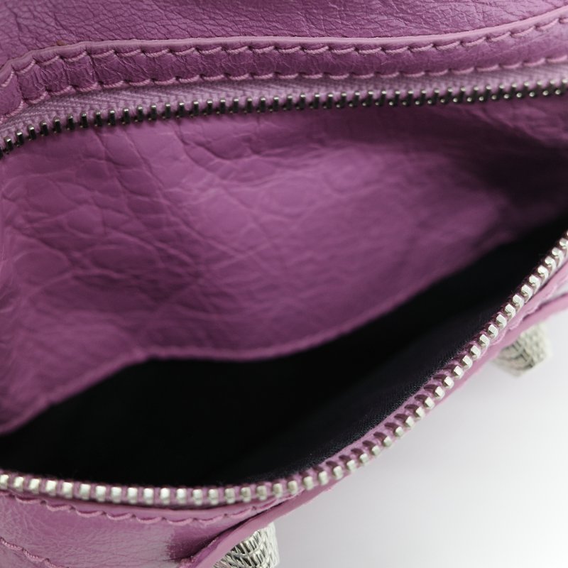 Balenciaga 巴黎世家 Classic Bag 經典機車包 粉紫色 皮革 銀扣 手提包 斜挎包-22