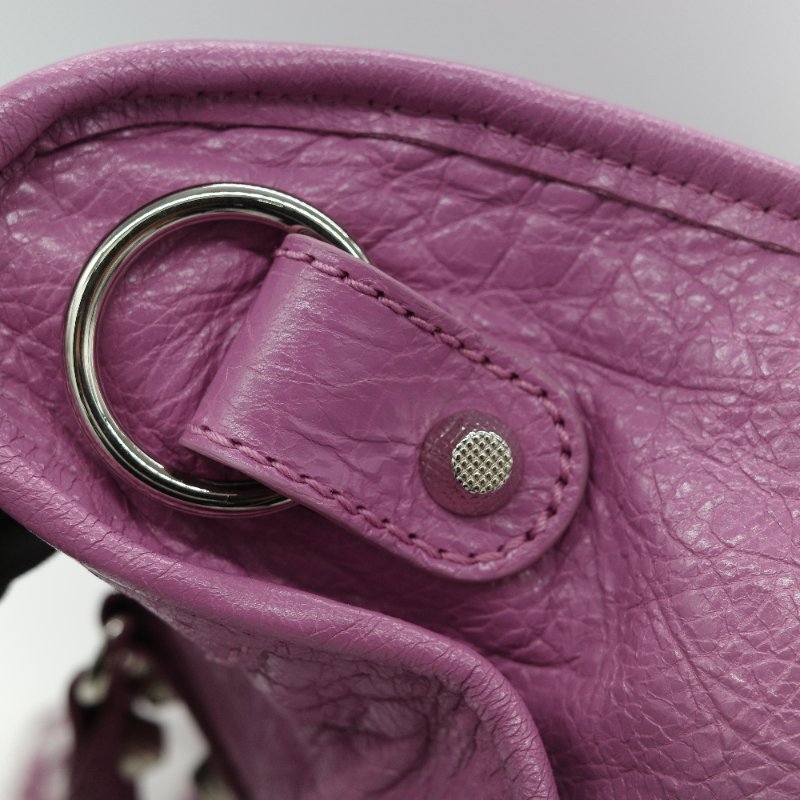 Balenciaga 巴黎世家 Classic Bag 經典機車包 粉紫色 皮革 銀扣 手提包 斜挎包-23