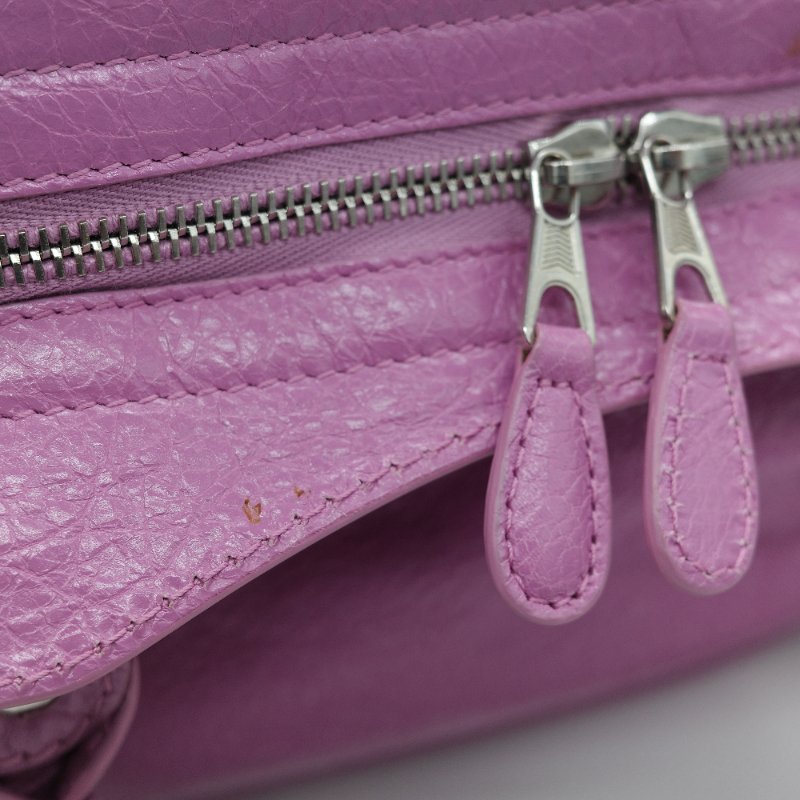 Balenciaga 巴黎世家 Classic Bag 經典機車包 粉紫色 皮革 銀扣 手提包 斜挎包-25