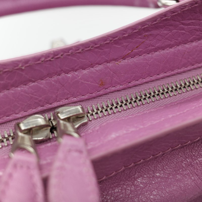 Balenciaga 巴黎世家 Classic Bag 經典機車包 粉紫色 皮革 銀扣 手提包 斜挎包-26