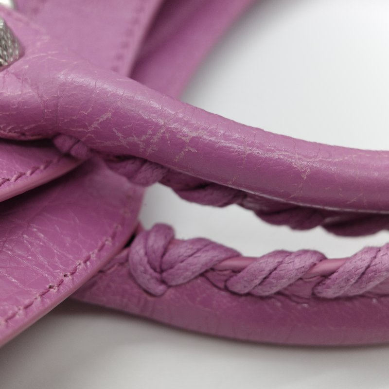 Balenciaga 巴黎世家 Classic Bag 經典機車包 粉紫色 皮革 銀扣 手提包 斜挎包-28