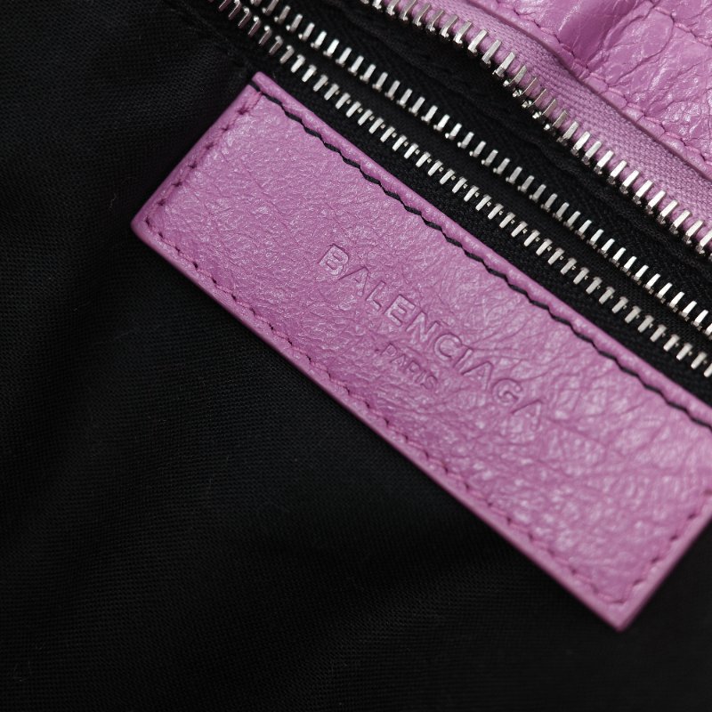 Balenciaga 巴黎世家 Classic Bag 經典機車包 粉紫色 皮革 銀扣 手提包 斜挎包-35
