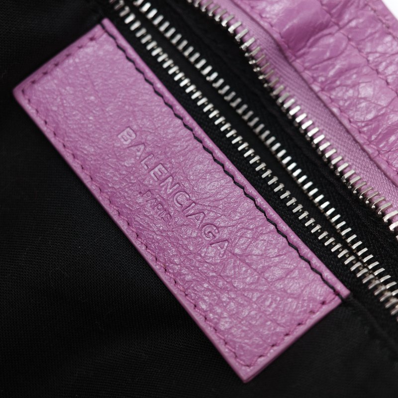 Balenciaga 巴黎世家 Classic Bag 經典機車包 粉紫色 皮革 銀扣 手提包 斜挎包-36